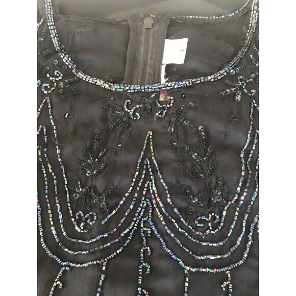 Vtg Women's Fully Hand Beaded Blouse Black Purple Essence Beads With Black Chemi - Picture 6 of 10